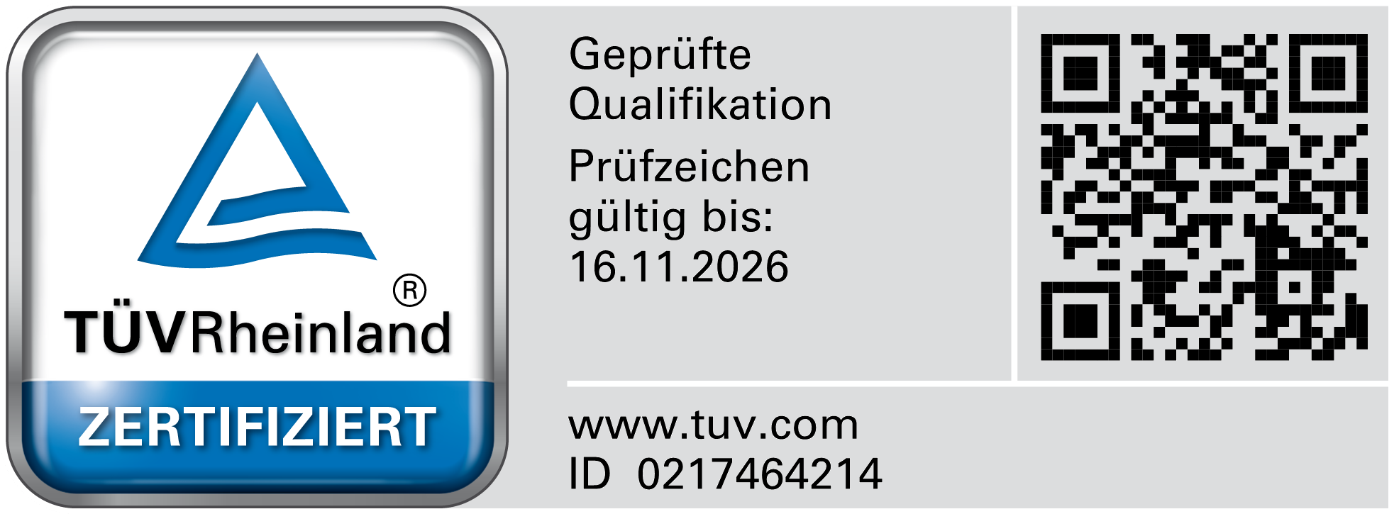 TÜV Rheinland Zertifkat